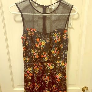 Black dress with multi colored flowers